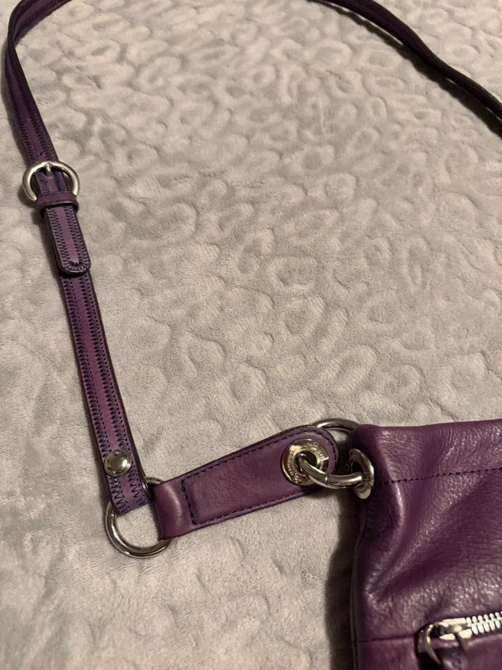 b. makowsky Purple Leather Crossbody with Front Zip